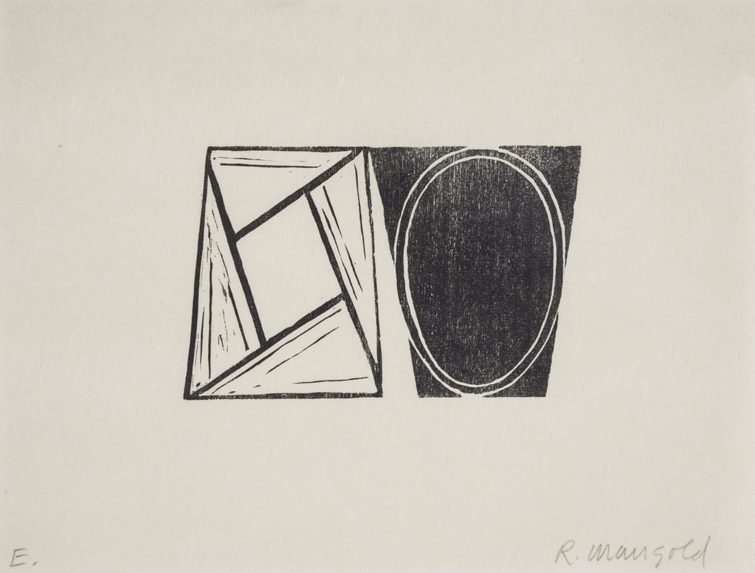 Robert Mangold (b.1937) From Robert Mangold Prints 1968-1998: Robert Mangold (b.1937)From Robert Mangold Prints 1968-1998Woodcut, 2002, signed and inscribed 'E' in pencil, aside from the edition of 250, printed by Carol Sturm, published by Parasol Press, Portlan