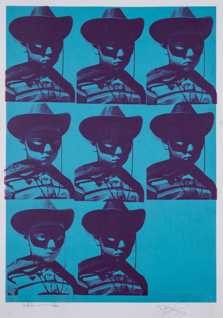 δ Paul Insect (b.1971) DJ Shadows (Blue): δ Paul Insect (b.1971)DJ Shadows (Blue)Screenprint in colours, 2006, signed and dated in pencil, numbered from the edition of 100, printed and published by Pictures on Walls, London, on wove pape