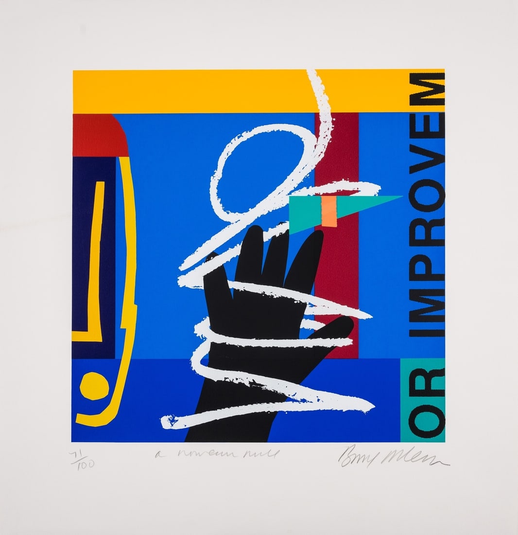 δ Bruce Mclean (b.1944) À Nouveau Niche, from Room Service Suite 2: ? Bruce Mclean (b.1944)À Nouveau Niche, from Room Service Suite 2Screenprint in colours, 1996, signed and titled in pencil, numbered from the edition of 100, on wove paper, the full sheet, sheet 590