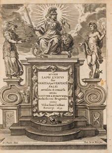 Emblemata.- Bourgogne (Antoine de) Mundi Lapis Lydius sive Vanitas per Veritate falsi accusata &: Emblemata.- Bourgogne (Antoine de) Mundi Lapis Lydius sive Vanitas per Veritate falsi accusata & convicta, first edition, engraved title by Theodor Johannes van Merlen after Abraham van Diepenbeeck of