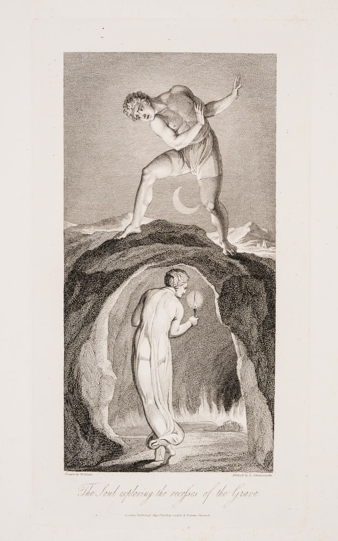 Blake (William).- Blair (Robert) The Grave. A Poem, first Blake edition, engraved pictorial title: Blake (William).- Blair (Robert) The Grave. A Poem, first Blake edition, engraved portrait frontispiece of William Blake by Louis Schiavonetti after T.Phillips, engraved additional pictorial title and