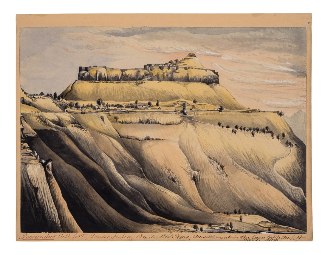 Anonymous English soldier-artist (active c.1850) Four landscape views in India, watercolour, (1 of 1)