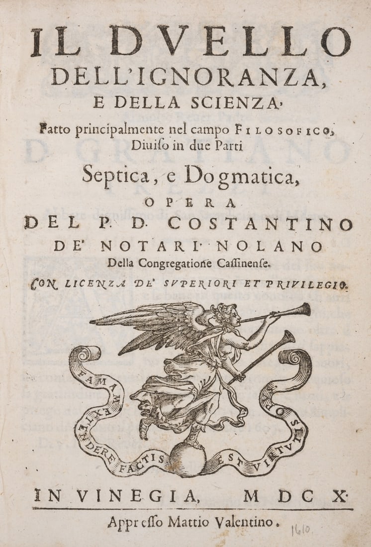 Notari (P.D.Costantino de) Il Duello dell'Ignoranza e della Scienza, 2 parts in 1, contemporary (1 of 1)