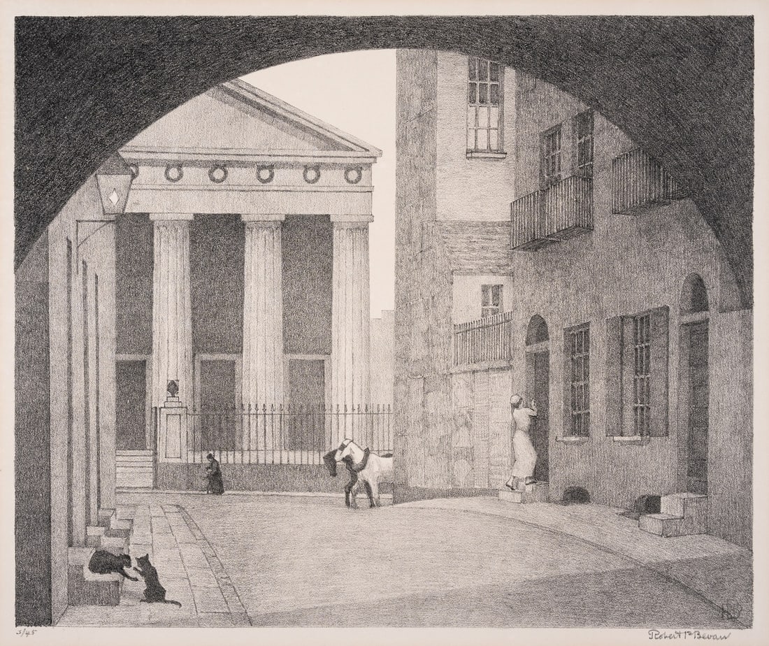 Robert Polhill Bevan (1865-1925) A London Church (Dry 38): Robert Polhill Bevan (1865-1925)A London Church (Dry 38)Lithograph, 1924, signed in pencil, numbered from the edition of 45, on wove paper, with full margins, sheet 381 x 491mm (15 x 19 3/8in)Provenan