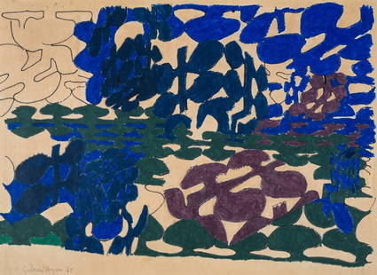 δ Gillian Ayres (1930-2018) Untitled: δ Gillian Ayres (1930-2018)UntitledOil pastel with black felt-tip on laid paper, 1965, signed and dated in pencil, sheet 409 x 525mm (16 1/8 x 20 5/8in)Provenance:With Kasmin Limited, London, 196