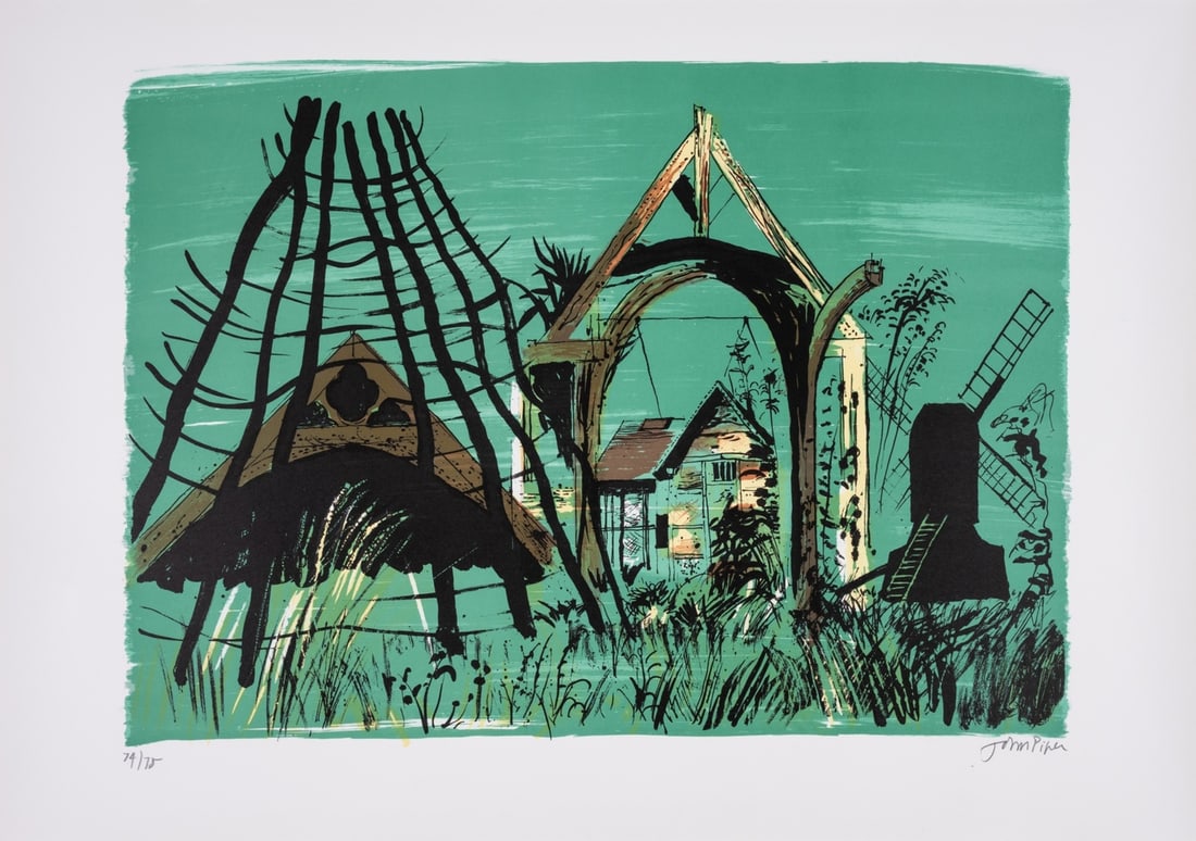 δ John Piper (1903-1992) Avoncroft Museum (Levinson 258): δ John Piper (1903-1992)Avoncroft Museum (Levinson 258)Lithograph printed in colours, 1976, signed in pencil, numbered from the edition of 75, printed by Curwen Studios, Haverhill, published by A