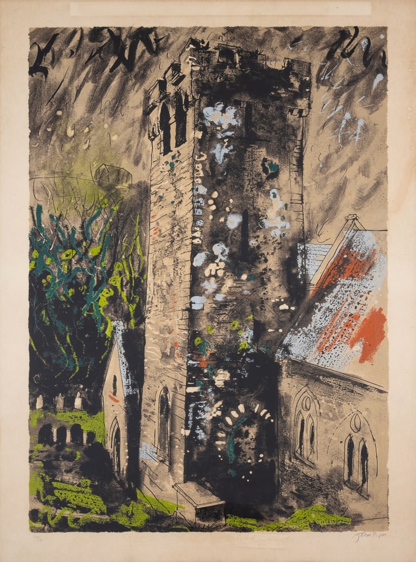 δ John Piper (1903-1992) Castlemartin (Levinson 259): δ John Piper (1903-1992)Castlemartin (Levinson 259)Screenprint in colours, 1976, signed in pencil, numbered from the edition of 70, printed by Kelpra Studio, published by Marlborough Fine Art, Lo
