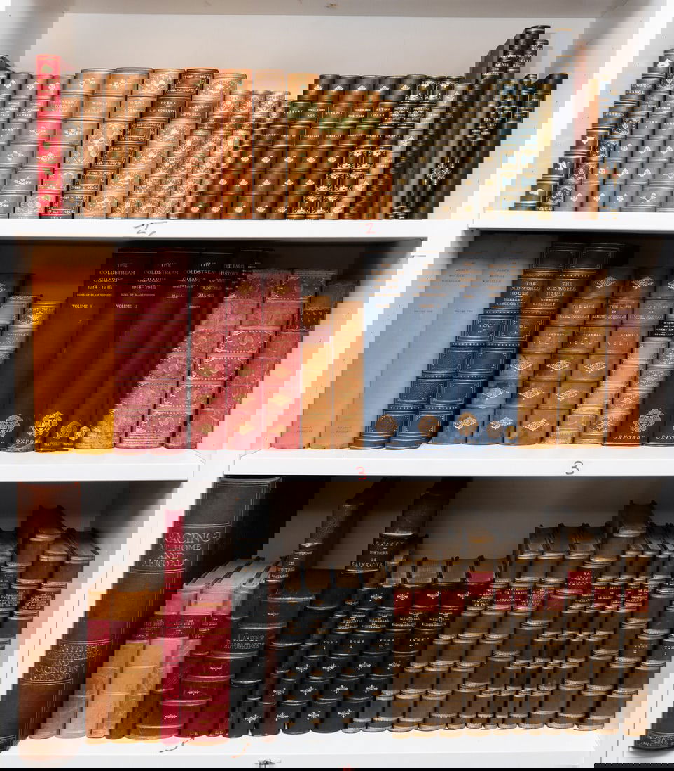 Montrosier (Eugene) Les Peintres Militaires, 1881; and 67 others, mostly leather-bound (68): Montrosier (Eugene) Les Peintres Militaires, one of 60 copies, 20 photogravure plates, captioned tissue-guards, illustrations, some marginal foxing, contemporary red half morocco, t.e.g., spine gilt,