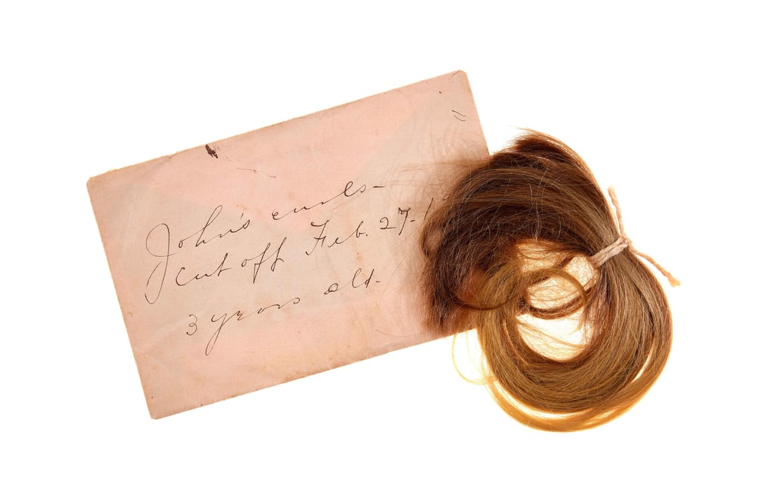 Steinbeck (John).- A Lock of Three-Year-Old John Steinbeck's Hair, 1905. (1 of 1)