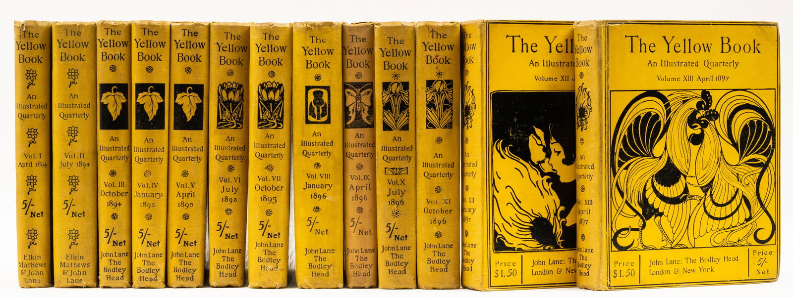 [Beardsley (Aubrey) & others]. The Yellow Book: An Illustrated Quarterly, 13 vol. [all published],: [Beardsley (Aubrey) & others]. The Yellow Book: An Illustrated Quarterly, 13 vol. [all published], plates, illustrations and decorations by Aubrey Beardsley, Laurence Housman, Walter Crane, Max Beerbo