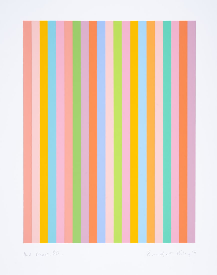 Bridget Riley (b.1931) And About (Tommasini 77): Bridget Riley (b.1931)And About (Tommasini 77)Screenprint in colours, 2011, signed, titled and dated in pencil, numbered from the edition of 120, printed by Artizan Editions, Hove, on Fabriano 5 wove
