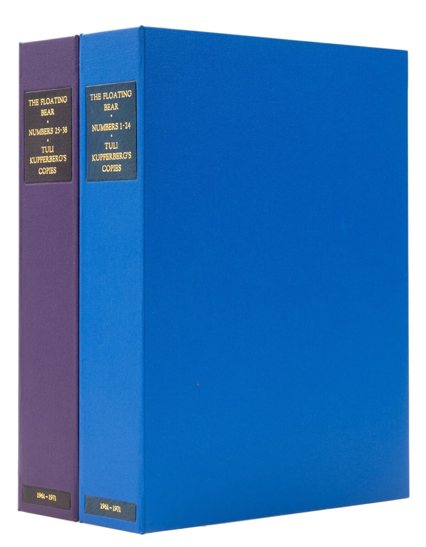 Beat Generation.- Floating Bear (The), no.1-38, complete set of first editions, most Tuli: Beat Generation.- Floating Bear (The), no.1-38, complete set of first editions, some toning, original mimeograph wrappers, top-or side-stapled, light wear, most folded from mailing and with usual post