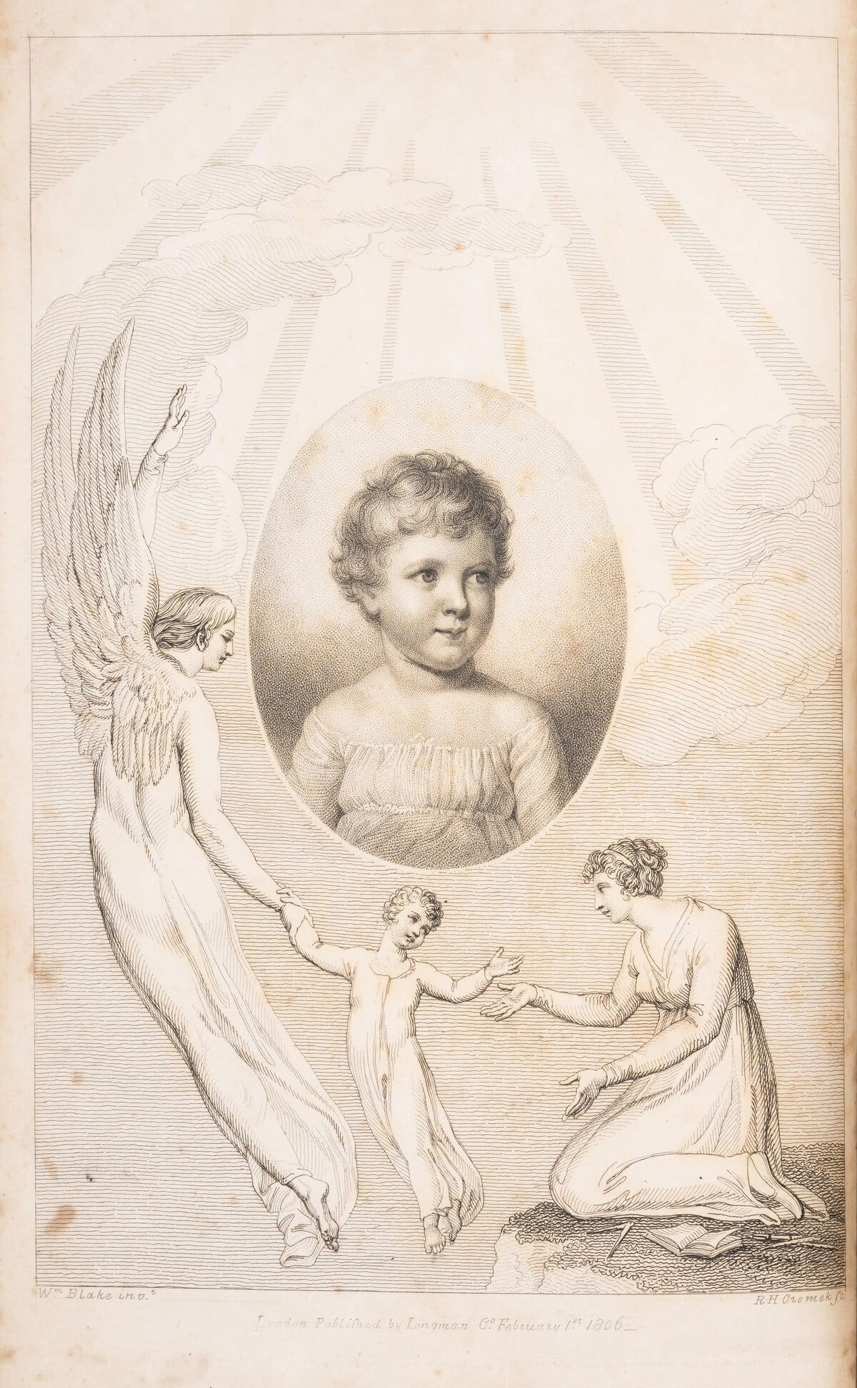 Blake (William).- Malkin (Benjamin Heath) A Father's Memoirs of his Child, first edition, engraved: Blake (William).- Malkin (Benjamin Heath) A Father's Memoirs of his Child, first edition, half-title, engraved frontispiece by R.H.Cromek after William Blake and 3 plates, one a folding map, light fox