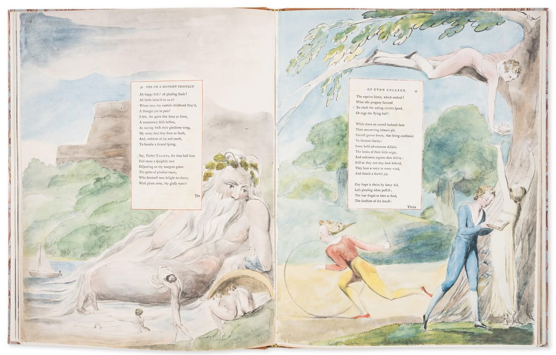 Blake (William) Water-Colour Designs for the Poems of Thomas Gray, 3 vol., one of 352 copies,: Blake (William) William Blake's Water-Colour Designs for the Poems of Thomas Gray, Introduction and Commentary by Geoffrey Keynes, 3 vol., number 136 of 352 copies, from an edition limited to 518, col