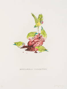 Polly Morgan (b.1980) Myocardial Infarction: Polly Morgan (b.1980)Myocardial InfarctionLithograph, 2011, signed and numbered from the edition of 50 in pencil, on Somerset wove paper, printed and published by Eyestorm, London, the full sheet, 690