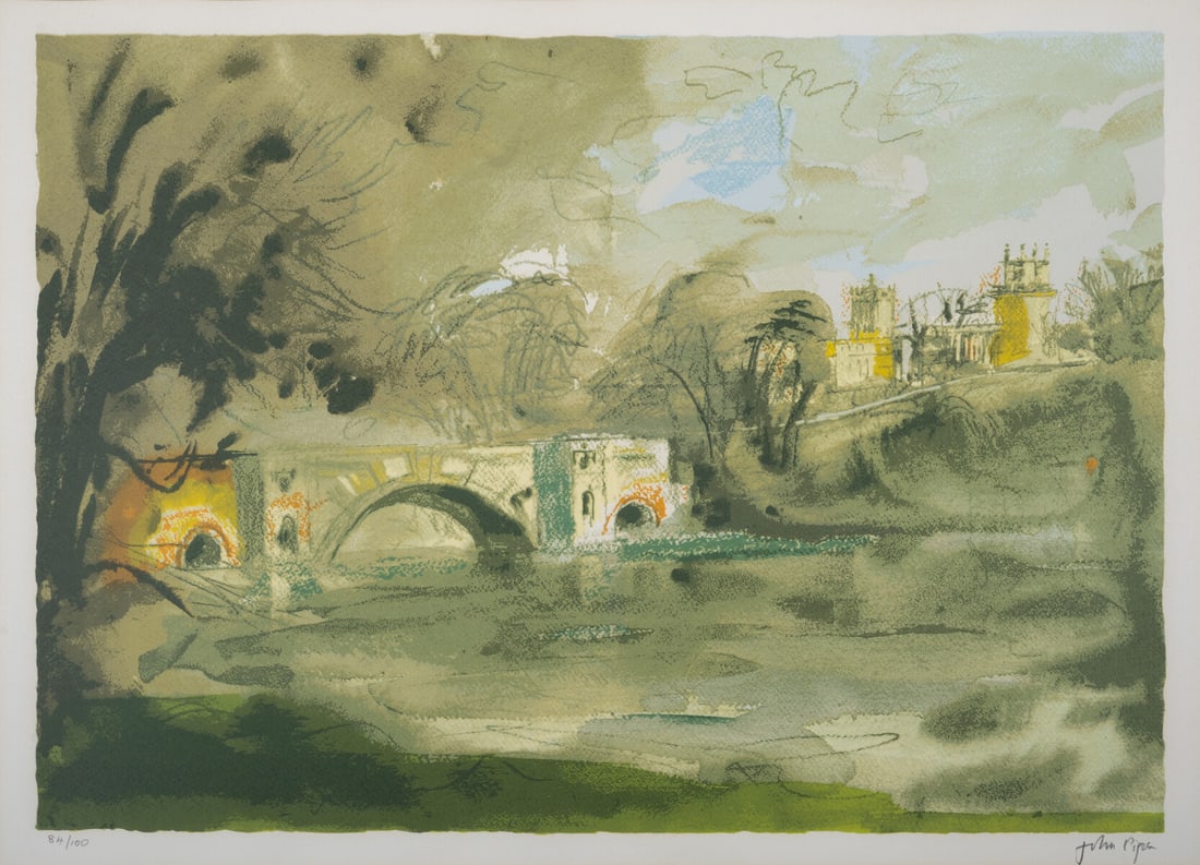 John Piper (1903-1992) Blenheim Bridge (Levinson 416): John Piper (1903-1992)Blenheim Bridge (Levinson 416)Screenprint in colours, 1988, signed in pencil, numbered from the edition of 100, printed by Kelpra Studio, published by CCA Galleries, London, and