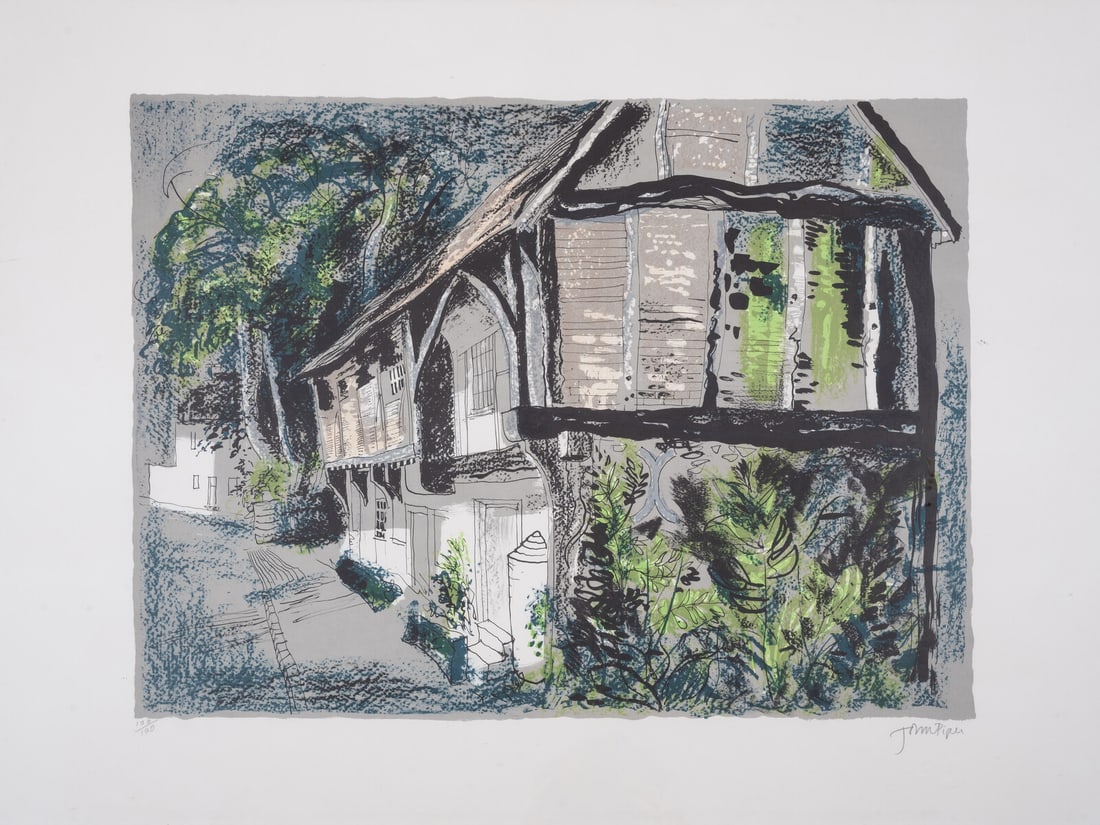 John Piper (1903-1992) Courthouse, Long Crendon, Buckinghamshire (Levinson 285): John Piper (1903-1992)Courthouse, Long Crendon, Buckinghamshire (Levinson 285)Lithograph printed in colours, 1978, signed in pencil, numbered from the edition of 120, printed by Curwen Studio, co-publ
