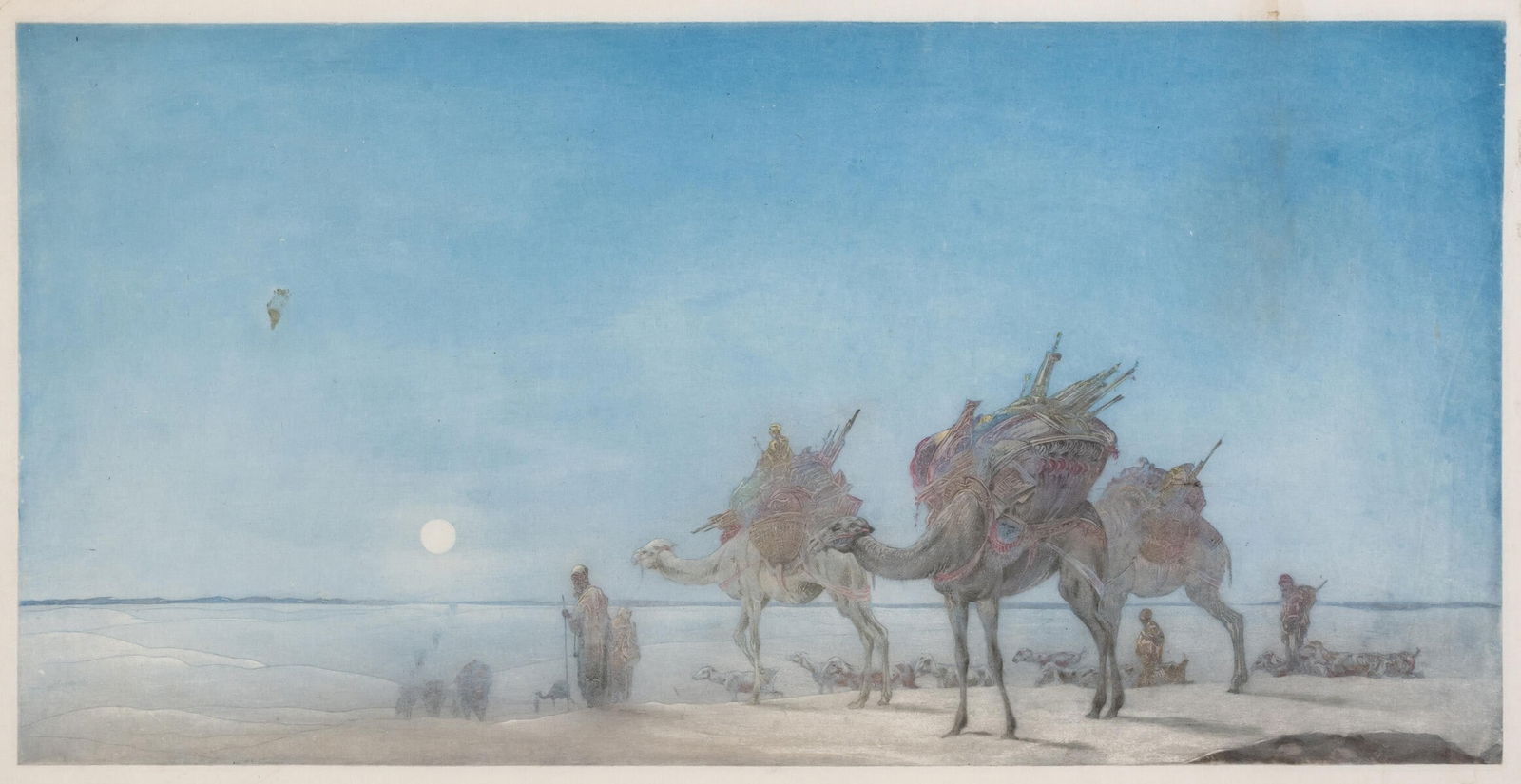 Detmold (Edward Julius) Desert sunset with camels [two variant impressions], etchings printed in (1 of 2)