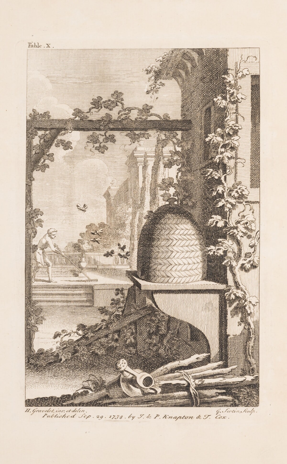 Gay (John) Fables, 2 vol. in 1, first editions, contemporary tree calf, 1727-38: Gay (John) Fables, 2 vol. in 1, first editions, vol.1 with engraved title vignette and 51 illustrations by Fourdrinier & others after William Kent, Wootton and Motte, vol.2 on thicker paper and with e