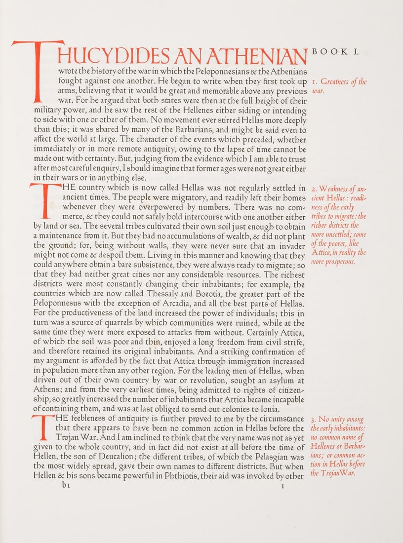 Ashendene Press.- Thucydides. [History of the Peloponnesian War], [one of 260 copies], Chelsea, (1 of 1)