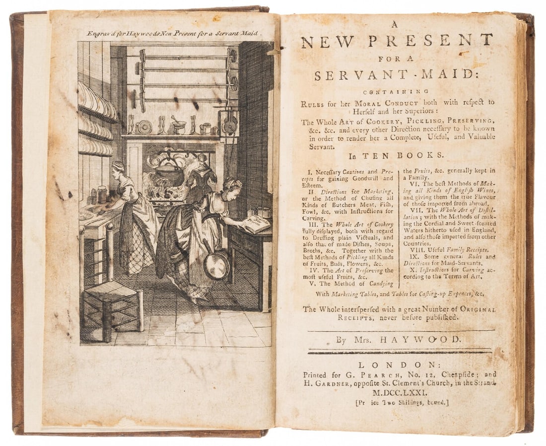 Servants.- Haywood (Eliza) A New Present for a Servant-Maid...The Whole Art of Cookery, Pickling, (1 of 1)