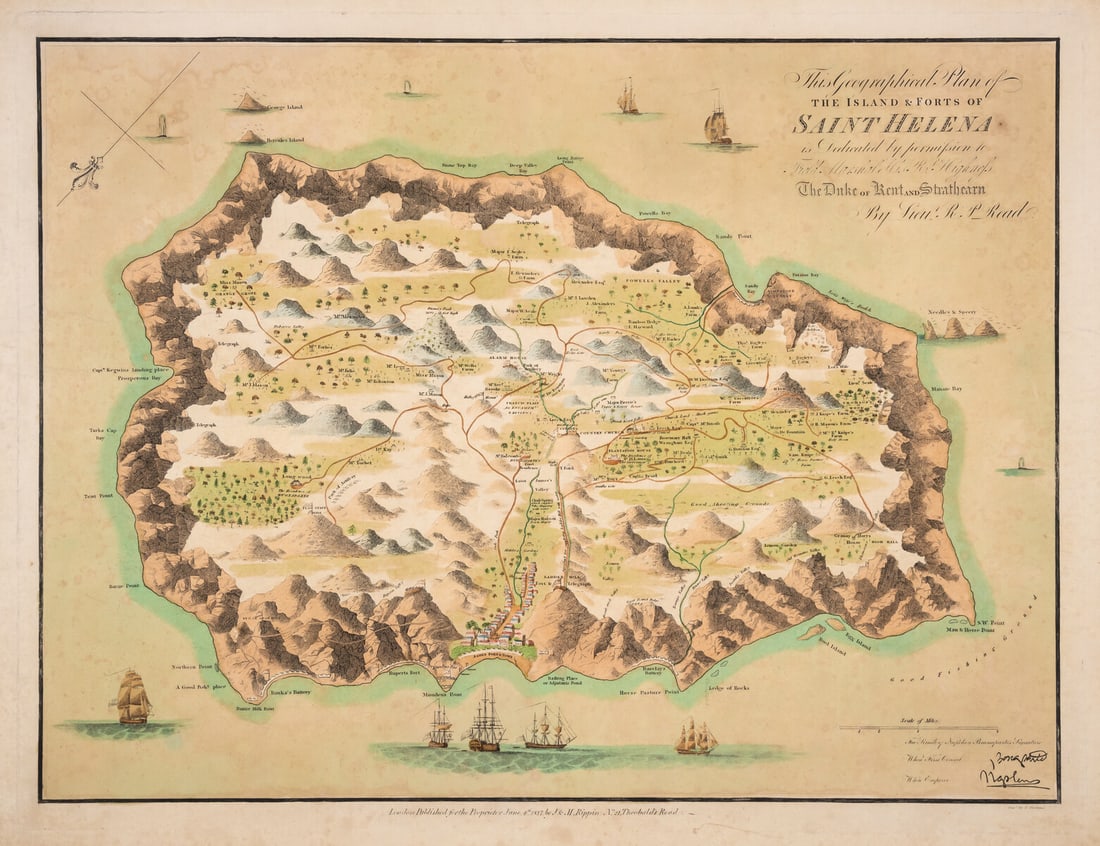 Saint Helena.- Read (Lieut. R.P.) Geographical Plan of The Island & Forts of Saint Helena, engraved (1 of 2)