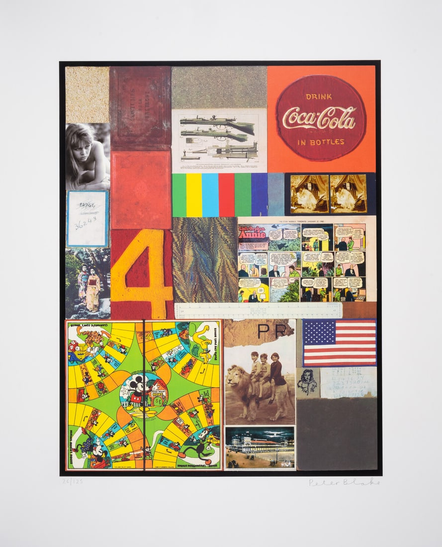 Sir Peter Blake (b.1932) Homage to Rauschenberg: Sir Peter Blake (b.1932)Homage to RauschenbergThe complete set of five screenprints in colours with gold leaf, diamond dust, embossing and glaze embellishments, 2011, each signed in pencil, numbered f