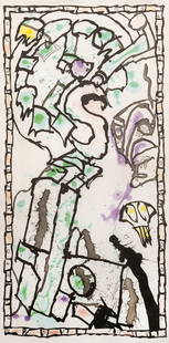 Pierre Alechinsky (b.1927) Réponse Muette: Pierre Alechinsky (b.1927)Réponse MuetteEtching with aquatint and extensive hand-colouring, 1988, signed in pencil, titled and dated in red pencil, numbered from the edition of 70 in pencil, on Japan
