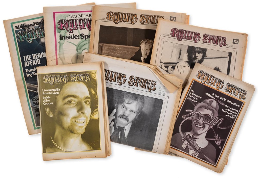 Counter Culture.- Rolling Stone, 22 issues, a broken run, 1970-74; and others similar including Oz: Counter Culture.- Rolling Stone, 22 issues, a broken run, illustrations, original paper wrappers, chipping and small loss to edges, foldlines, 1970-74; and others similar, including 13 odd issues of '