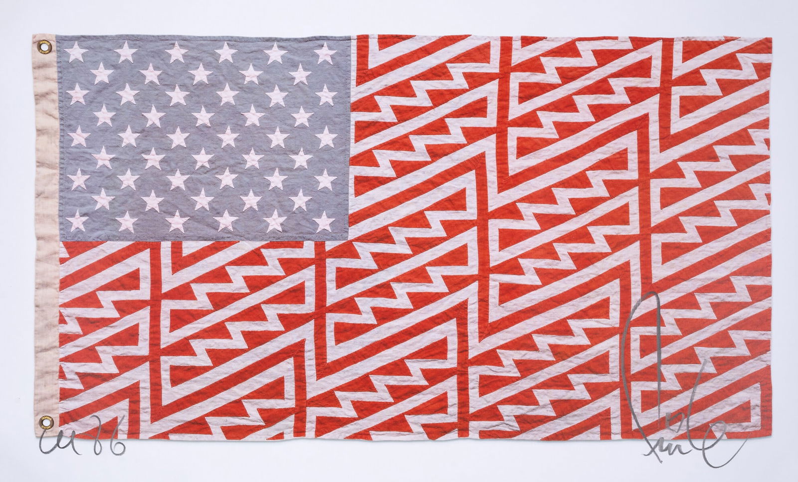 Faile (b.1975 & 1976) Star Spangled Shadows (Faile Flag): Faile (b.1975 & 1976)Star Spangled Shadows (Faile Flag)Offset lithograph printed in colours, 2023, signed in pencil, from the limited edition of unknown size, published by Faile Shop, on linen paper,