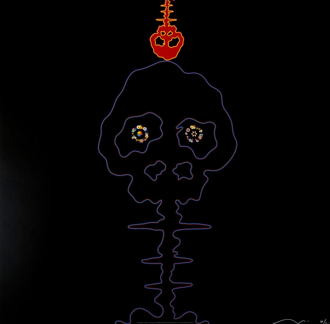 Takashi Murakami (b.1962) Time Bokan - Black and Moss Green (1 of 1)