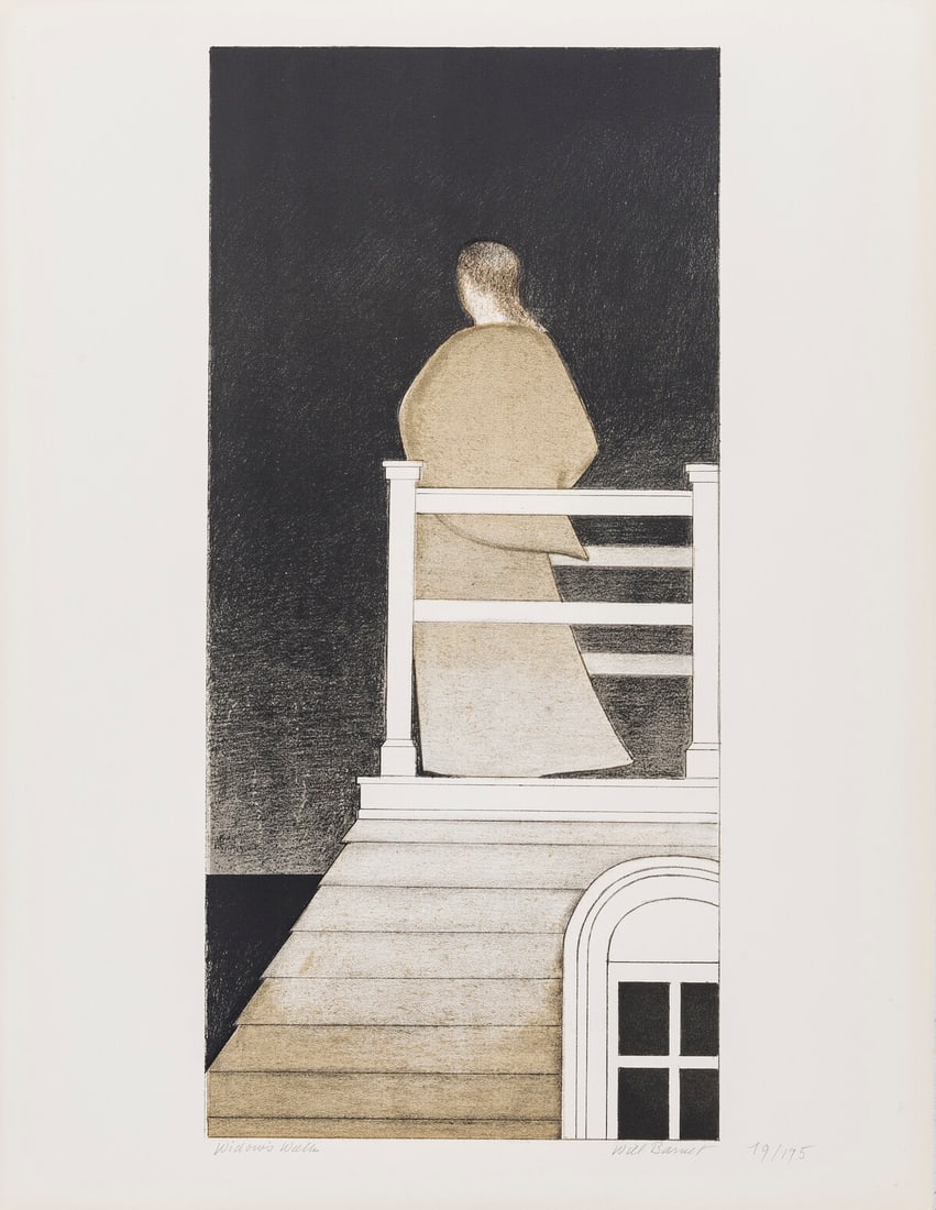 Will Barnet (1911-2012) Widow's Walk: Will Barnet (1911-2012)Widow's WalkLithograph printed in colours, 1970, signed and dated in pencil, numbered from the edition of 175, printed by Atelier Mourlot, New York, with the Atelier Mourlot rub