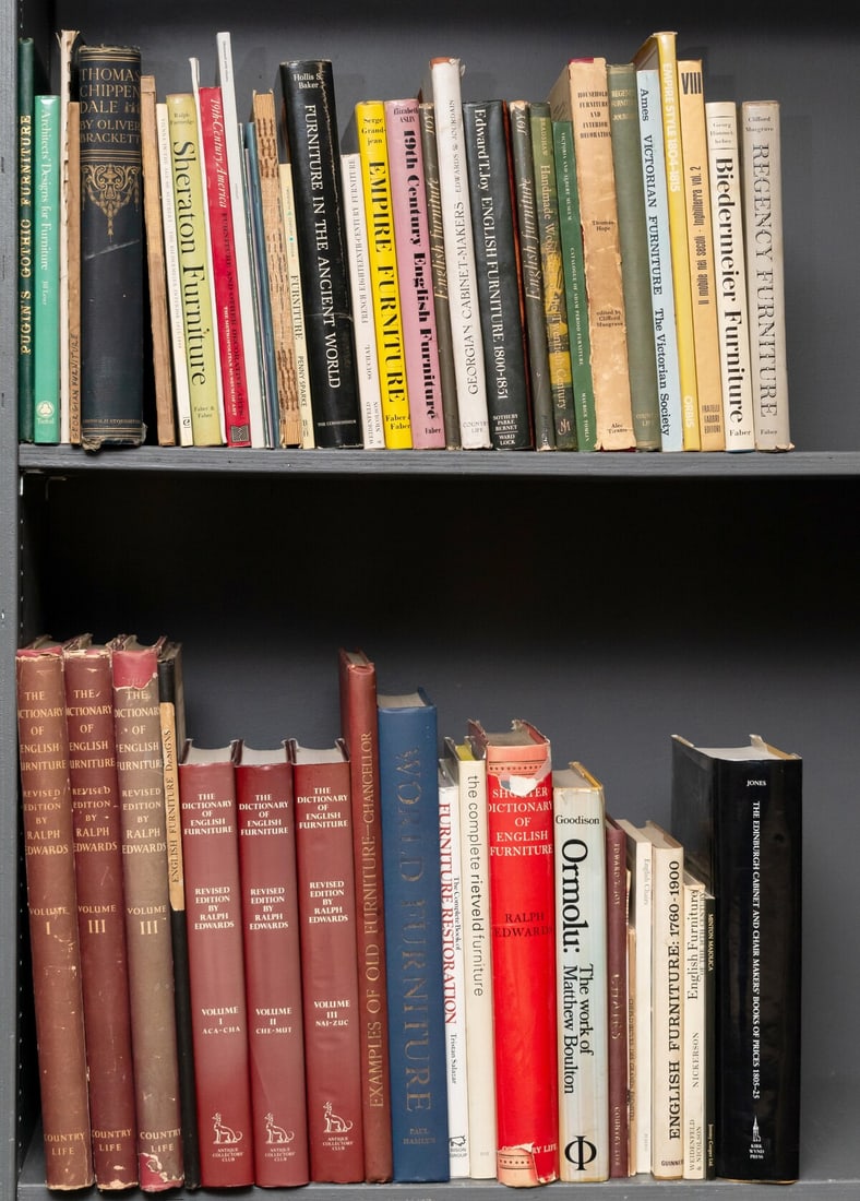 Furniture.- Pugin (Augustus Charles) Pugin's Gothic Furniture, reissue from original copper plates,: Furniture.- Pugin (Augustus Charles) Pugin's Gothic Furniture, reissue using original copper plates, engraved pictorial title and 26 aquatint plates, some foxing, [late 19th century] § Macquoid (Perc