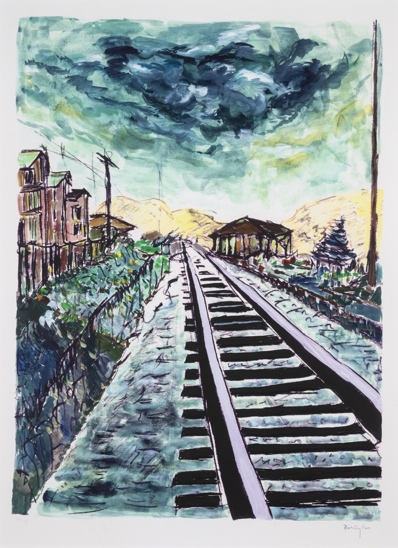 Bob Dylan (b.1941) Train Tracks (Green), from The Drawn Blank Series: Bob Dylan (b.1941)Train Tracks (Green), from The Drawn Blank Series Giclée in colours, 2020, signed in pencil, numbered from the edition of 295, printed by GTZ Fine Art Editions, New York, co-publish