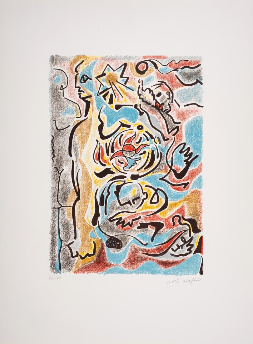 Andre Masson (1896-1987) Omaggio a Michelangelo: Andre Masson (1896-1987)Omaggio a MichelangeloLithograph printed in colours, 1975, signed in pencil, numbered in roman numerals from the edition of 20 artist's proofs, aside from the edition of 200, p
