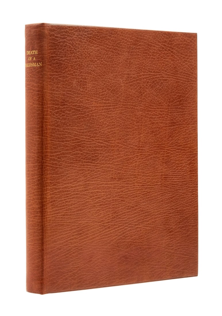 Miller (Arthur) The Death of a Salesman, limited edition signed by the author and artist, New York,: Miller (Arthur) The Death of a Salesman, limited edition signed by the author and artist, 5 etched plates by Leonard Baskin, tissue-guards, original russet morocco, small mark to head of spine, else f