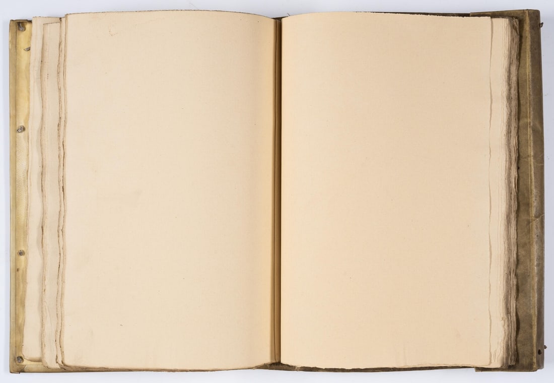 Blank paper.- Album of c. 90 sheets of thick blank paper, original vellum, [19th century]; and 2 (1 of 1)
