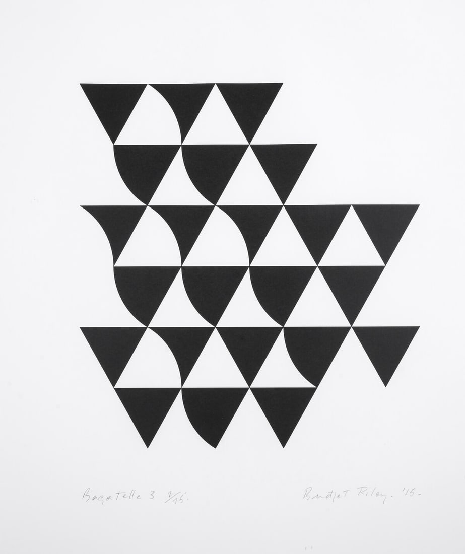 Bridget Riley (b.1931) Bagatelle 3 (Tommasini and Gubay 87): Bridget Riley (b.1931)Bagatelle 3 (Tommasini and Gubay 87)Screenprint, 2015, signed and dated in pencil, numbered from the edition of 75, published by Karsten Schubert Gallery, London, on wove paper,