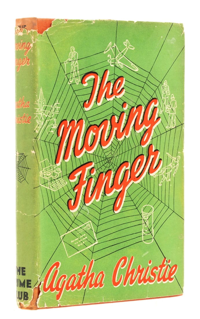 Christie (Agatha) The Moving Finger, first English edition, The Crime Club, 1943: Christie (Agatha) The Moving Finger, first English edition, very light cockling to front free endpaper, internally fine, original orange cloth lettered in black, spine lightly sunned, dust-jacket, pri