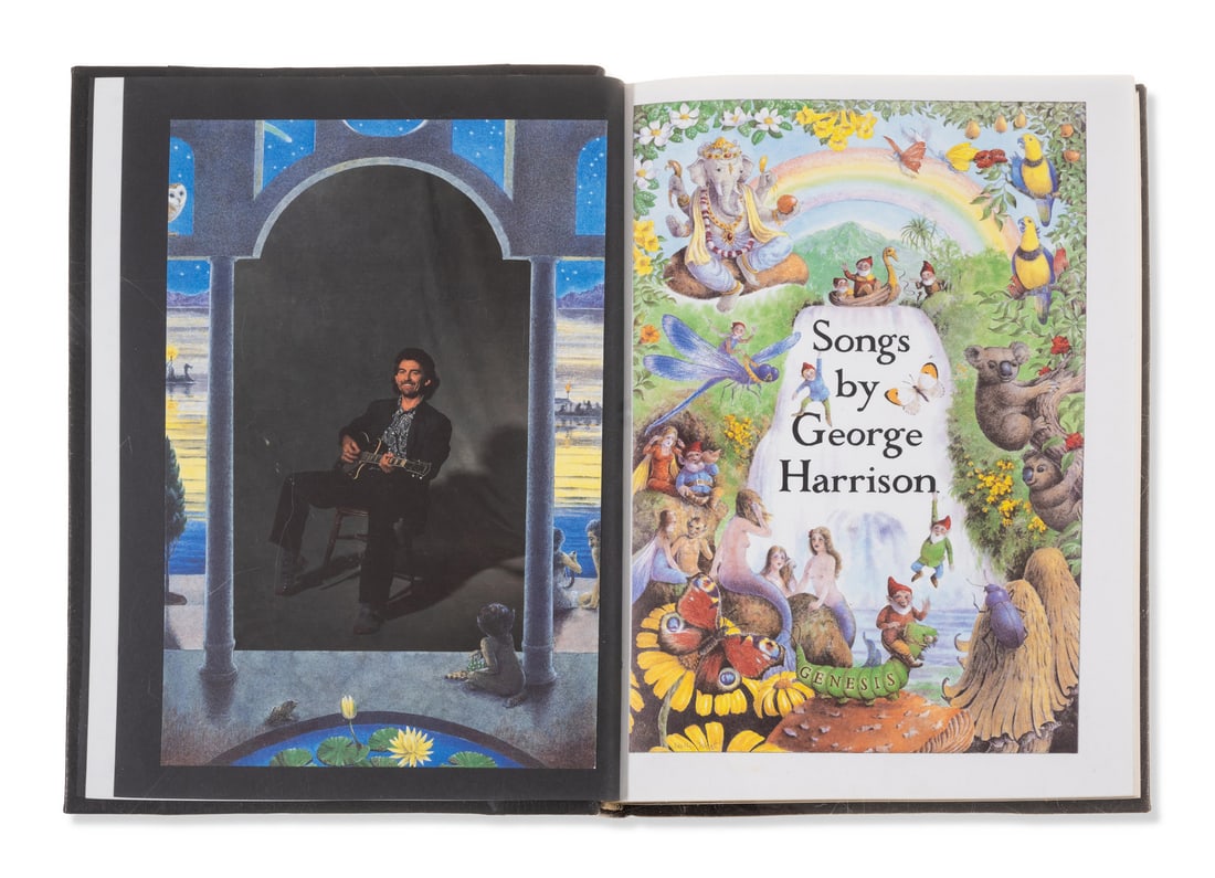 Harrison (George) Songs, one of 2500 copies signed by the author, Guildford, Genesis Publications,: Harrison (George) Songs, one of 2500 copies signed by the author, colour illustrations by Keith West and signed by him on a mounted illustration on front free endpaper, introduction by Jeff Lynne, ori