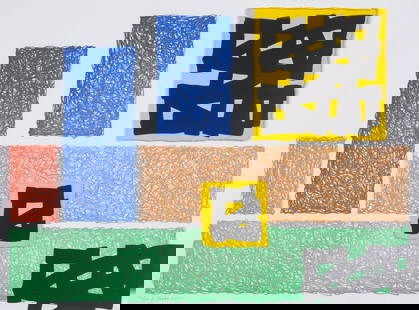 Jonathan Lasker (b.1948) Town & Country: Jonathan Lasker (b.1948)Town & CountryEtching with aquatint printed in colours, 2000, signed and dated in pencil, numbered from the edition of 30, on Hanemühle white wove paper, with full margins, sh