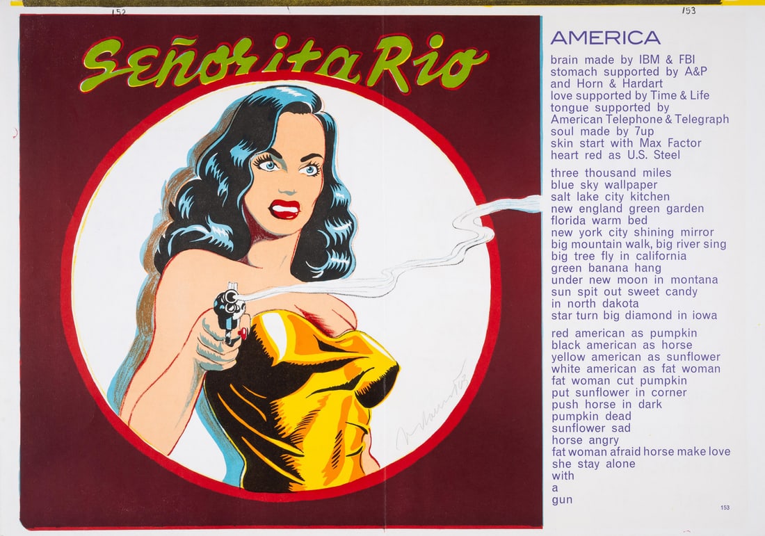 Mel Ramos (1935-2018) Señorita Rio, from One Cent Life (Hilger 40): Mel Ramos (1935-2018)Señorita Rio, from One Cent Life (Hilger 40)Lithograph printed in colours, 1963, signed and dated in pencil, from the edition of 100, printed by Mourlot, Paris, published by Korf