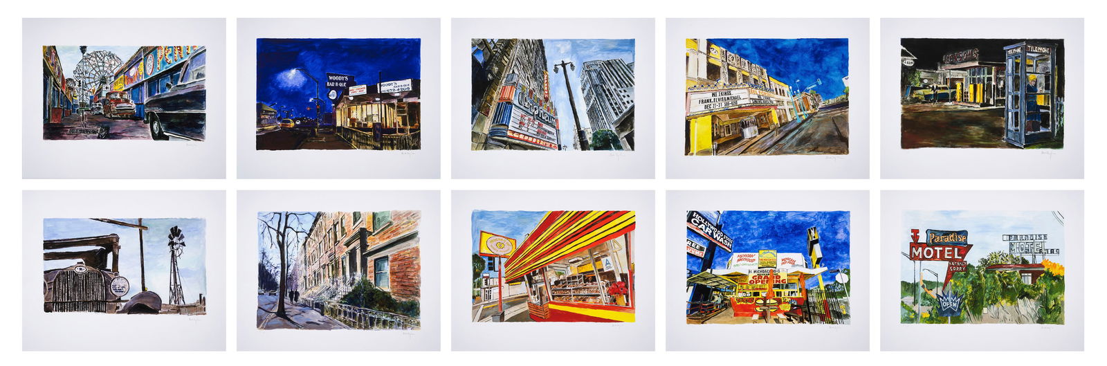 Bob Dylan (b.1941) The Beaten Path (The complete set of ten): Bob Dylan (b.1941)The Beaten Path (The complete set of ten)The complete set of ten giclée prints in colours, 2016, each signed in pencil, numbered from the edition of 295, printed by GTZ Fine Art Edi