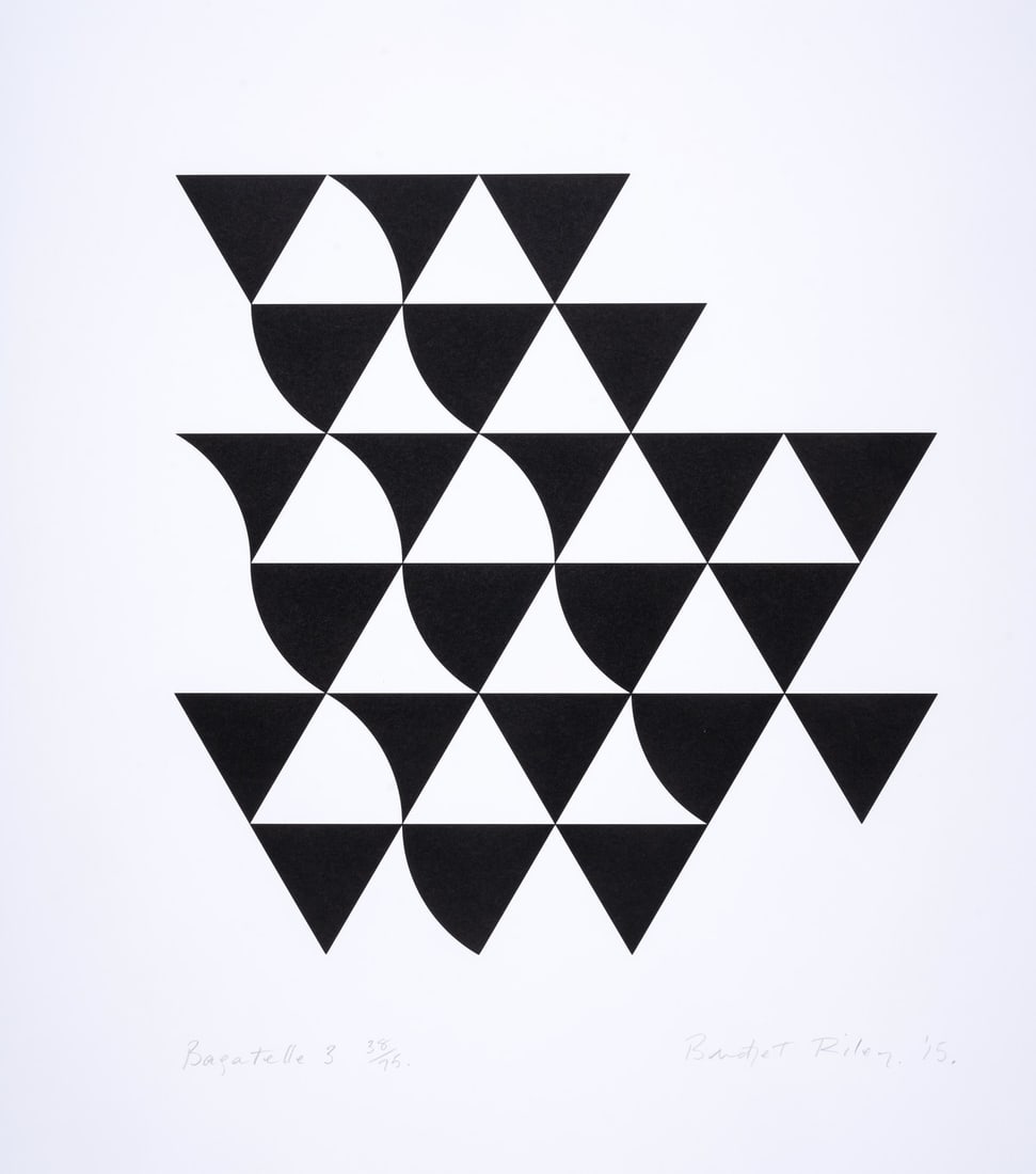 Bridget Riley (b.1931) Bagatelle 3 (Tommasini and Gubay 87): Bridget Riley (b.1931)Bagatelle 3 (Tommasini and Gubay 87)Screenprint, 2015, signed and dated in pencil, numbered from the edition of 75, published by Karsten Schubert Gallery, London, on wove paper,