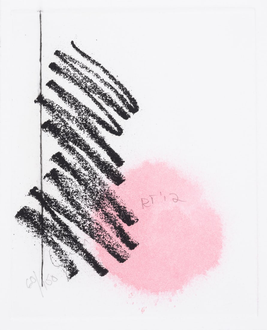 Richard Tuttle (b.1961) Calm Down, from Artists for Obama: Richard Tuttle (b.1961)Calm Down, from Artists for ObamaEtching with acrylic spraypaint, 2012, initialled, titled and dated in pencil, numbered from the edition of 150, printed and published by Gemini