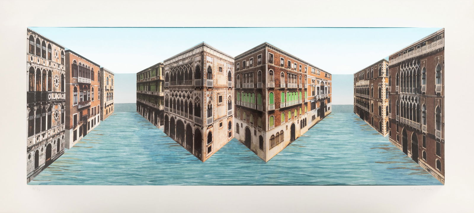 Patrick Hughes (b.1939) Grand Canals: Patrick Hughes (b.1939)Grand Canals3D lithographic multiple with hand-colouring, 2007, signed and inscribed 'AP' in pencil, an artist's proof aside from the edition of 45, printed by 107 Workshop, pub