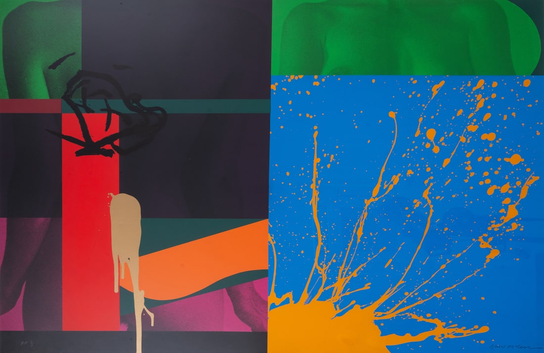 Bruce McLean (b.1944) A Carefully Designed Splatter, Me Goal Keeper, Fear of the Spot, On the Ball: Bruce McLean (b.1944)A Carefully Designed Splatter, Me Goal Keeper, Fear of the Spot, On the Ball and The Flying CupFive screenprints in colours, circa 1992, each signed in pencil, numbered from varyi