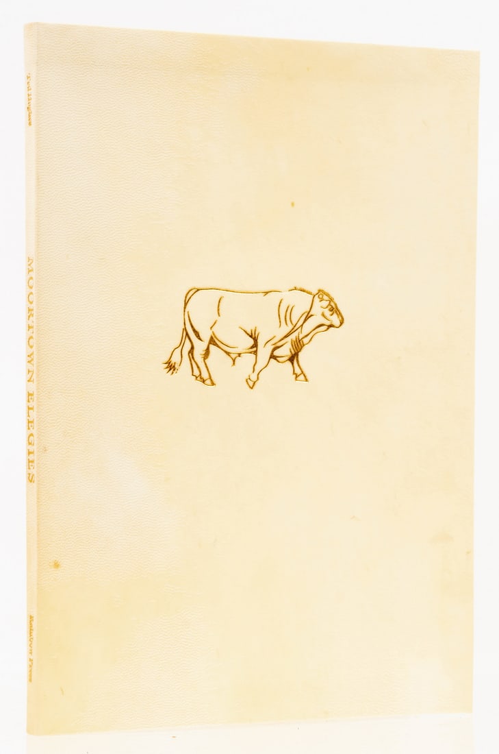 Hughes (Ted) Moortown Elegies, one of 175 copies signed by the author, Cambridge, Rampant Lions: Hughes (Ted) Moortown Elegies, one of 175 copies signed by the author, title in red and black, illustrations by Leonard Baskin, numbered prospectus loosely inserted, original pictorial limp vellum, gi