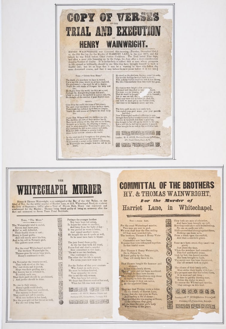 Murder & Execution .- The Whitechapel Murder. Henry & Thomas Wainwright, were arraigned at the Bar: Murder & Execution .- The Whitechapel Murder. Henry & Thomas Wainwright, were arraigned at the Bar of the Old Bailey, on the 22nd of Nov., for the wilful murder of Harriet Lane, at 2