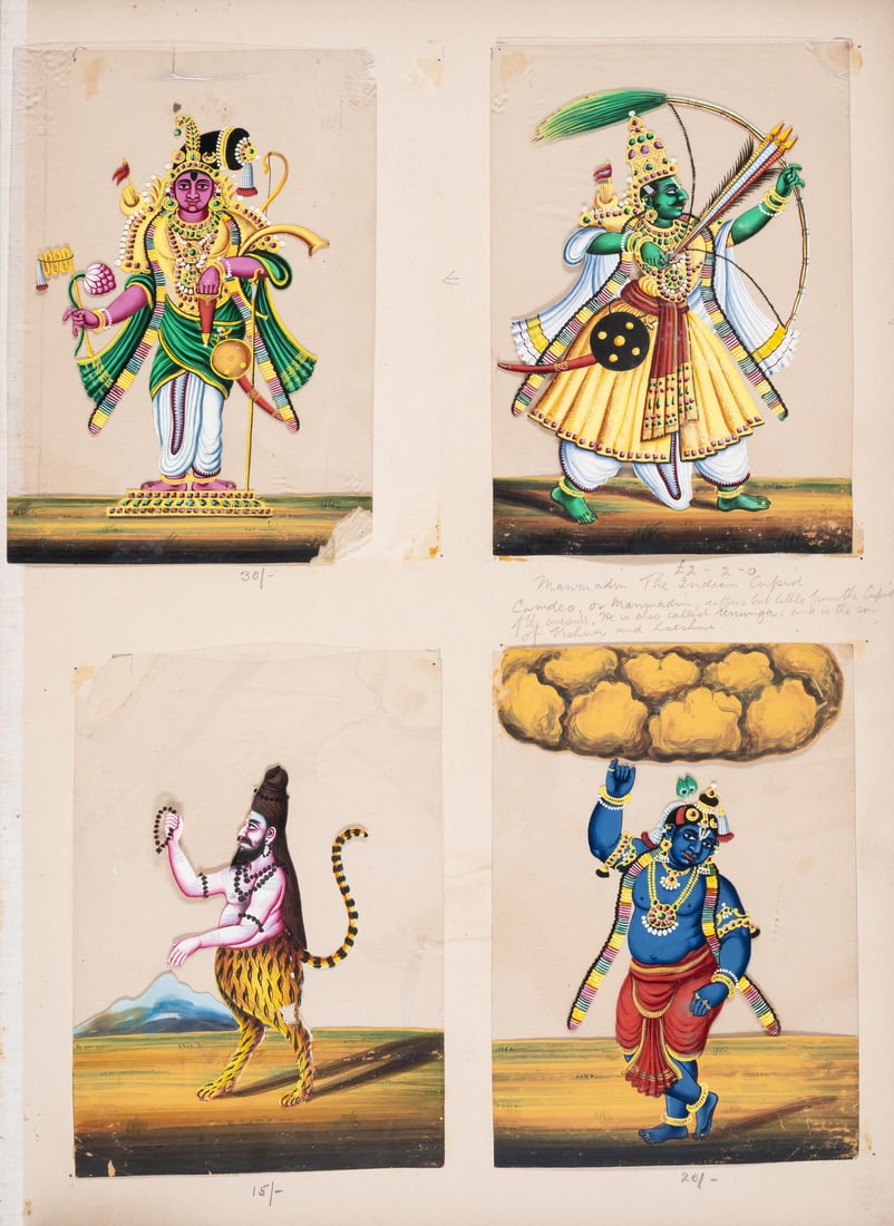 India.- Mica Paintings.- Indian School (mid-19th century) Album containing over 50 paintings on R (1 of 1)